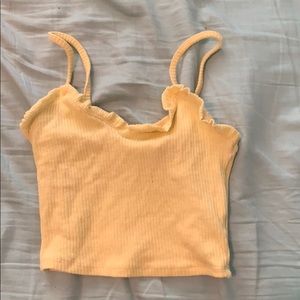 Garage Yellow Ruffle Crop Tank